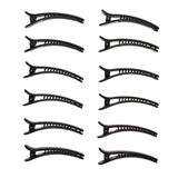 12/pack Plain Black Duckbill Hair Clips Hair Styling Grips Alligator 7.8cm