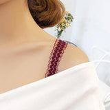Maxbell Women Floral Lace Bra Straps Adjustable Shoulder Straps Replacement Burgundy
