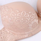 Maxbell Womens Comfort Sexy Embroidered Lace Unpadded Push up Everyday Bra 36AB Skin Color
