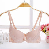 Maxbell Womens Comfort Sexy Embroidered Lace Unpadded Push up Everyday Bra 36AB Skin Color