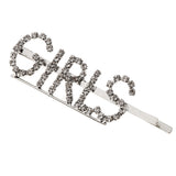 Maxbell Women Girls Hair Clip Crystal Letters Slide Hairclip Hair Pin Silver GIRLS