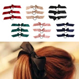 3pcs Womens Girls Ribbon Bowknot Ponytail Holder Hair Tie Bands Burgundy