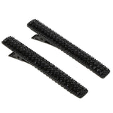1 Pair Metal Hair Barrette Clips Side Pin Grip Black rhinestone rectangle