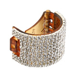 Maxbell Bling Rhinestone Hair Claw Clip Ponytail Holder Teethed Cuff Wrap Barrette 4x2.5cm Coffee