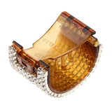 Maxbell Bling Rhinestone Hair Claw Clip Ponytail Holder Teethed Cuff Wrap Barrette 4x2.5cm Coffee