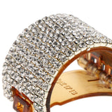 Maxbell Bling Rhinestone Hair Claw Clip Ponytail Holder Teethed Cuff Wrap Barrette 4x2.5cm Coffee