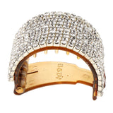 Maxbell Bling Rhinestone Hair Claw Clip Ponytail Holder Teethed Cuff Wrap Barrette 4x2.5cm Coffee