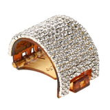 Maxbell Bling Rhinestone Hair Claw Clip Ponytail Holder Teethed Cuff Wrap Barrette 4x2.5cm Coffee