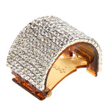 Maxbell Bling Rhinestone Hair Claw Clip Ponytail Holder Teethed Cuff Wrap Barrette 4x2.5cm Coffee