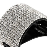 Maxbell Bling Rhinestone Hair Claw Clip Ponytail Holder Teethed Cuff Wrap Barrette 5.5x4cm Black