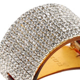 Maxbell Bling Rhinestone Hair Claw Clip Ponytail Holder Teethed Cuff Wrap Barrette 5.5x4cm Coffee