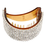 Maxbell Bling Rhinestone Hair Claw Clip Ponytail Holder Teethed Cuff Wrap Barrette 5.5x4cm Coffee