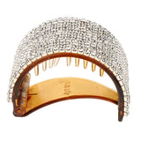 Maxbell Bling Rhinestone Hair Claw Clip Ponytail Holder Teethed Cuff Wrap Barrette 5.5x4cm Coffee