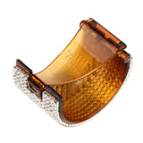 Maxbell Bling Rhinestone Hair Claw Clip Ponytail Holder Teethed Cuff Wrap Barrette 5.5x4cm Coffee