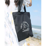 Women Durable Canvas Tote Sea Dog Large Capacity Handbag Shoulder Bag Black