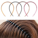 Maxbell Zig Zag Hair Band Toothed Wave Headband Women Men Girls Hair Accessory Brown