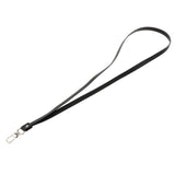 Maxbell PU Leather Neck Strap Lanyard Metal Clips for ID Cards Badges Black