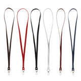 Maxbell PU Leather Neck Strap Lanyard Metal Clips for ID Cards Badges Black