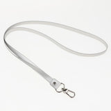 Maxbell PU Leather Neck Strap Lanyard Metal Clips for ID Cards Badges Silver