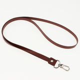 Maxbell PU Leather Neck Strap Lanyard Metal Clips for ID Cards Badges Reddish brown