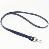 Maxbell PU Leather Neck Strap Lanyard Metal Clips for ID Cards Badges Blue