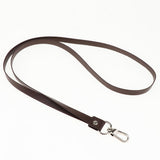 Maxbell PU Leather Neck Strap Lanyard Metal Clips for ID Cards Badges Coffee