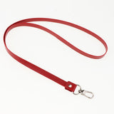 Maxbell PU Leather Neck Strap Lanyard Metal Clips for ID Cards Badges Red