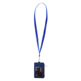 Maxbell 2 Sided PU Leather Card Badge Holder with Zip Neck Strap Wallet Case Blue