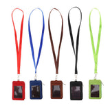 Maxbell 2 Sided PU Leather Card Badge Holder with Zip Neck Strap Wallet Case Blue