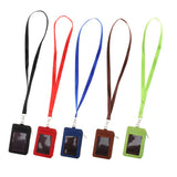 Maxbell 2 Sided PU Leather Card Badge Holder with Zip Neck Strap Wallet Case Blue