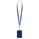 Maxbell 2 Sided PU Leather Card Badge Holder with Zip Neck Strap Wallet Case Blue