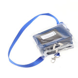 Maxbell 2 Sided PU Leather Card Badge Holder with Zip Neck Strap Wallet Case Blue
