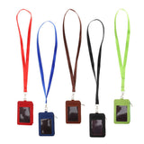 Maxbell 2 Sided PU Leather Card Badge Holder with Zip Neck Strap Wallet Case Blue