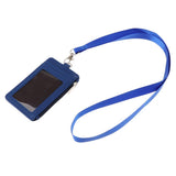 Maxbell 2 Sided PU Leather Card Badge Holder with Zip Neck Strap Wallet Case Blue