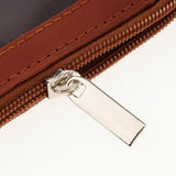 Maxbell 2 Sided PU Leather Card Badge Holder with Zip Neck Strap Wallet Case Brown