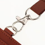 Maxbell 2 Sided PU Leather Card Badge Holder with Zip Neck Strap Wallet Case Brown