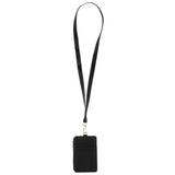 Maxbell 2 Sided PU Leather Card Badge Holder with Zip Neck Strap Wallet Case Black