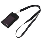 Maxbell 2 Sided PU Leather Card Badge Holder with Zip Neck Strap Wallet Case Black