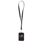 Maxbell 2 Sided PU Leather Card Badge Holder with Zip Neck Strap Wallet Case Black