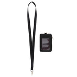 Maxbell 2 Sided PU Leather Card Badge Holder with Zip Neck Strap Wallet Case Black