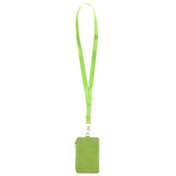 Maxbell 2 Sided PU Leather Card Badge Holder with Zip Neck Strap Wallet Case Green