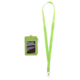 Maxbell 2 Sided PU Leather Card Badge Holder with Zip Neck Strap Wallet Case Green