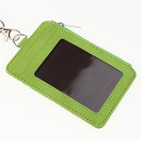 Maxbell 2 Sided PU Leather Card Badge Holder with Zip Neck Strap Wallet Case Green