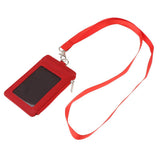 Maxbell 2 Sided PU Leather Card Badge Holder with Zip Neck Strap Wallet Case Red