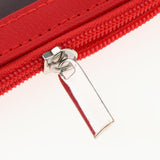 Maxbell 2 Sided PU Leather Card Badge Holder with Zip Neck Strap Wallet Case Red