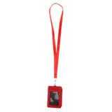 Maxbell 2 Sided PU Leather Card Badge Holder with Zip Neck Strap Wallet Case Red