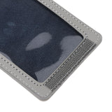 PU Leather Double Cards Vertical Style ID Business Badge Holders Light Grey