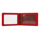 PU Leather Double Cards Vertical Style ID Business Badge Holders Red