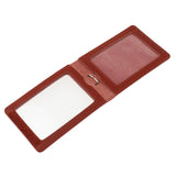 PU Leather Double Cards Vertical Style ID Business Badge Holders Brown