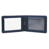 PU Leather Double Cards Vertical Style ID Business Badge Holders Dark Blue